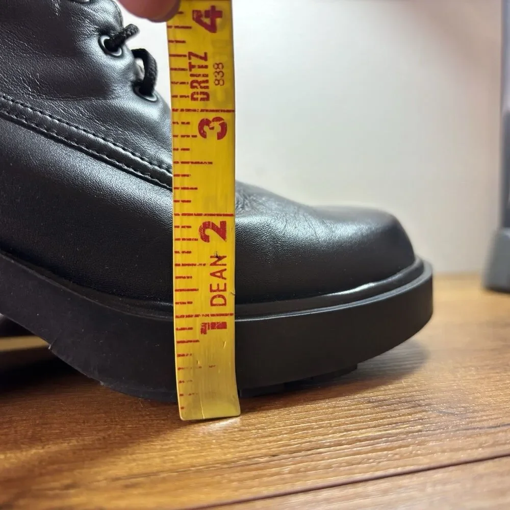 8 Vtg 90s Y2K Mister Black Leather Chunky Grunge Goth Platform Combat Boots